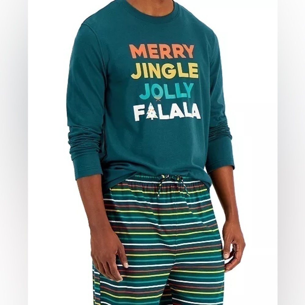 FAMILY PAJAMAS Matching Men's Merry Jingle Mix It Family Pajama top, 1pc New S